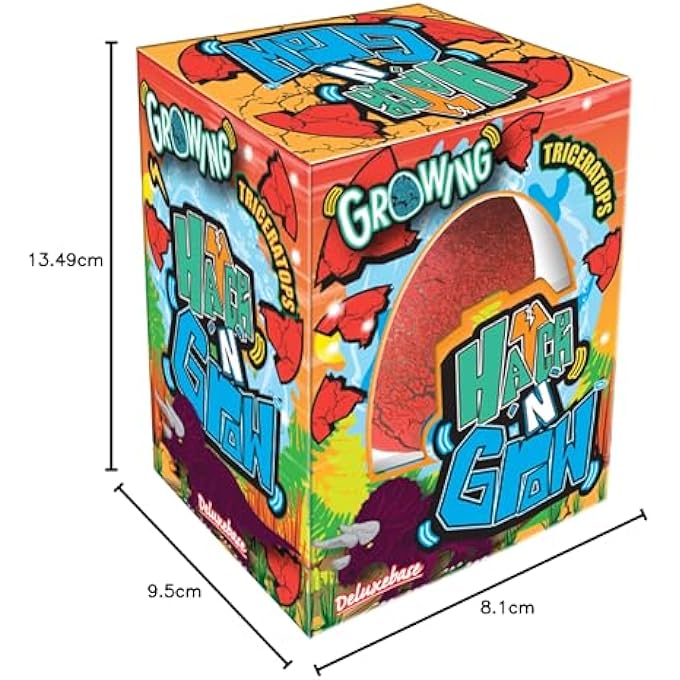 Deluxebase DELUX BASE HATCH ' N' GROW TRICERATOPS EGG FIGURINE TOY, 11 CM X 8 CM SIZE - Image 4